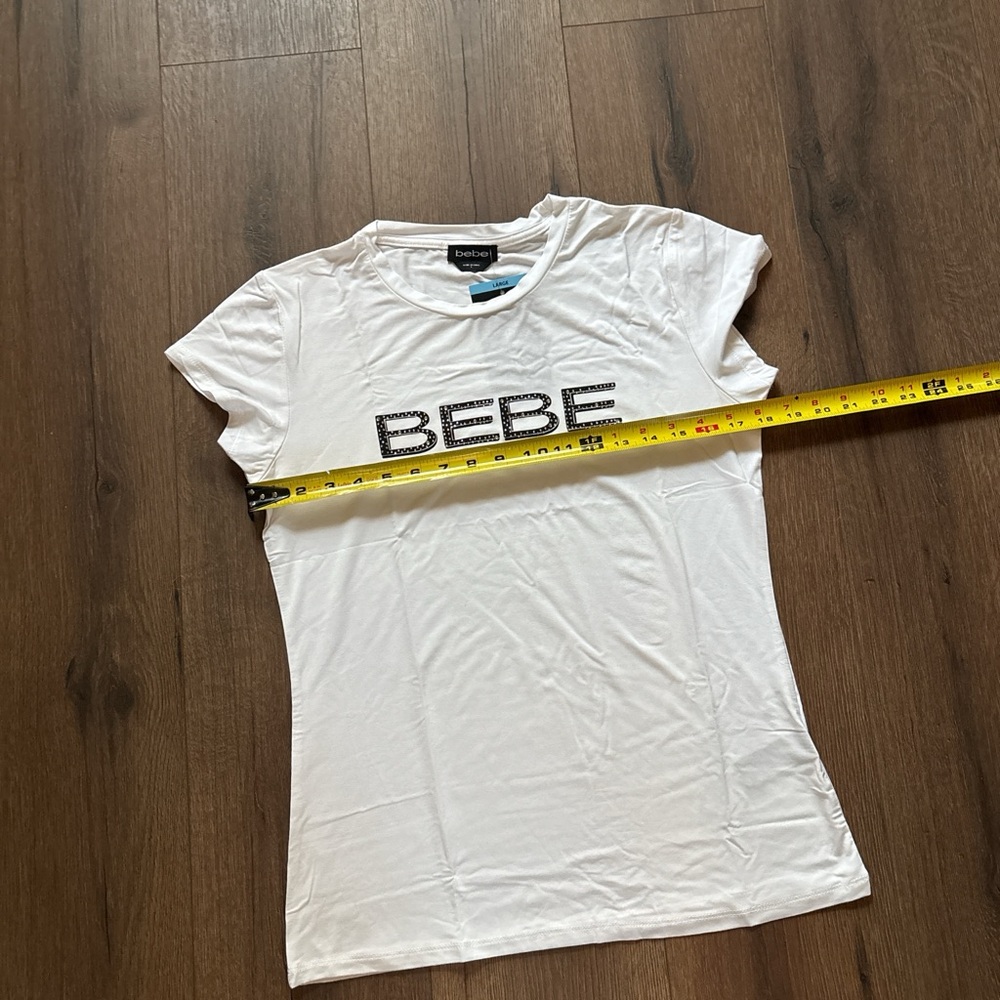 Bebe White Short Sleeve Tee - Picture 3 of 6